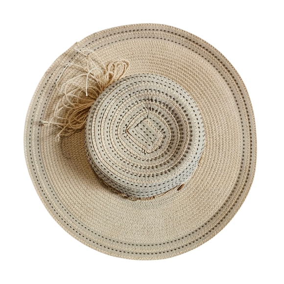 Teopical Trends Handmade Beige Woven Sun Hat. - Picture 1 of 12